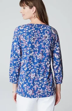 Border-Printed Floral Top | Jjill