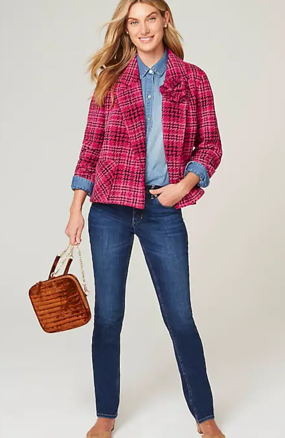 Chenille Plaid Swing Jacket | Jjill