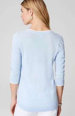 Contrasting-Tipped V-Neck Pullover Sweater | Jjill