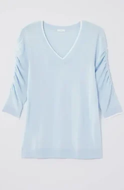 Contrasting-Tipped V-Neck Pullover Sweater | Jjill