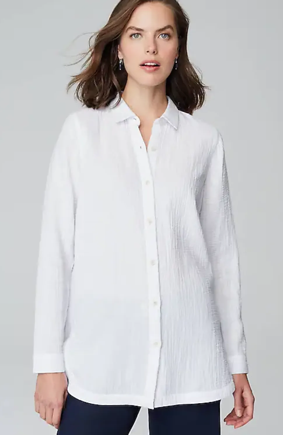 Cotton-Gauze Split-Hem Tunic | Jjill