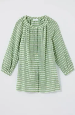 Cotton-Gauze Striped Button-Front Top | Jjill