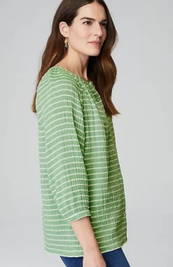 Cotton-Gauze Striped Button-Front Top | Jjill