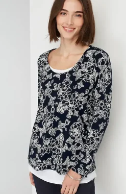 Double-Layer Scoop-Neck Tee | Jjill