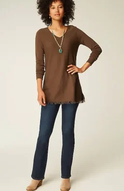 Easy Fringed-Hem V-Neck Tunic | Jjill
