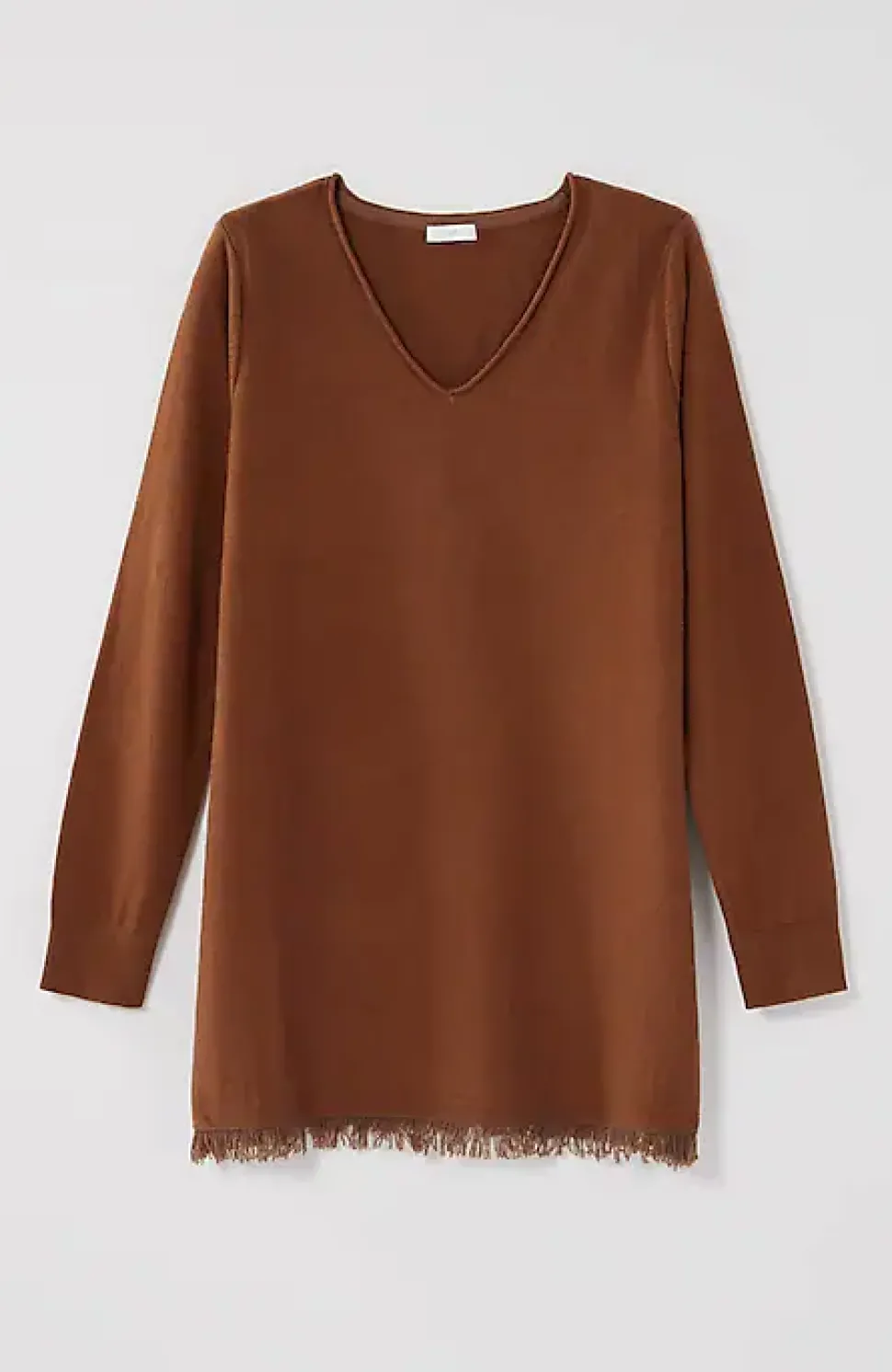Easy Fringed-Hem V-Neck Tunic | Jjill
