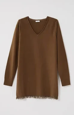 Easy Fringed-Hem V-Neck Tunic | Jjill