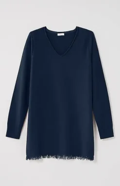 Easy Fringed-Hem V-Neck Tunic | Jjill