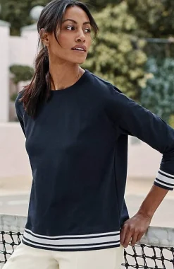 Fit Elevate Terry Striped-Hem Pullover | Jjill