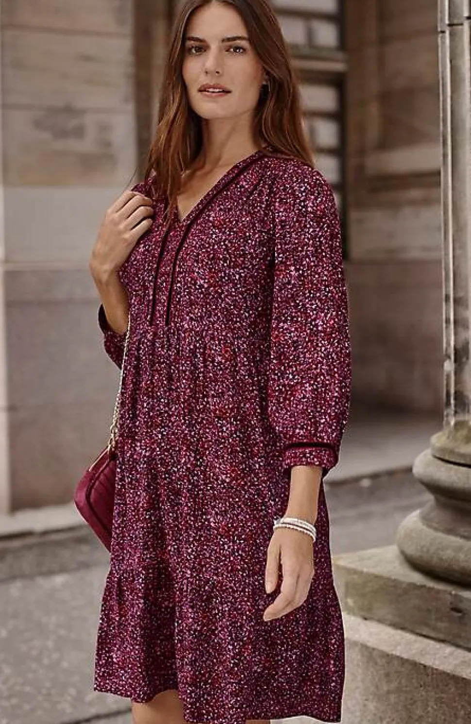 Floral-Printed Flounced-Hem Dress | Jjill