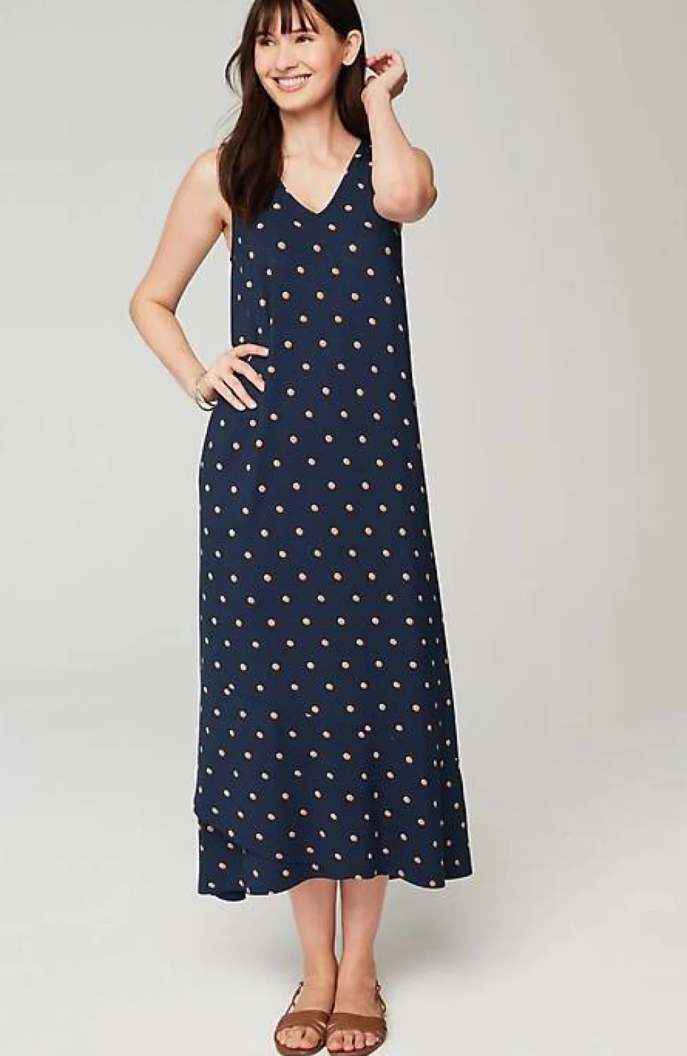 Flounced-Hem Midi Dress | Jjill