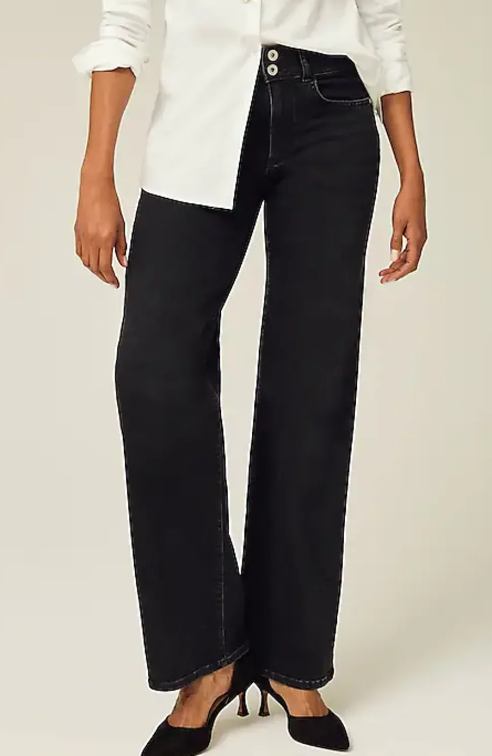 High-Rise Creased-Front Full-Leg Jeans | Jjill