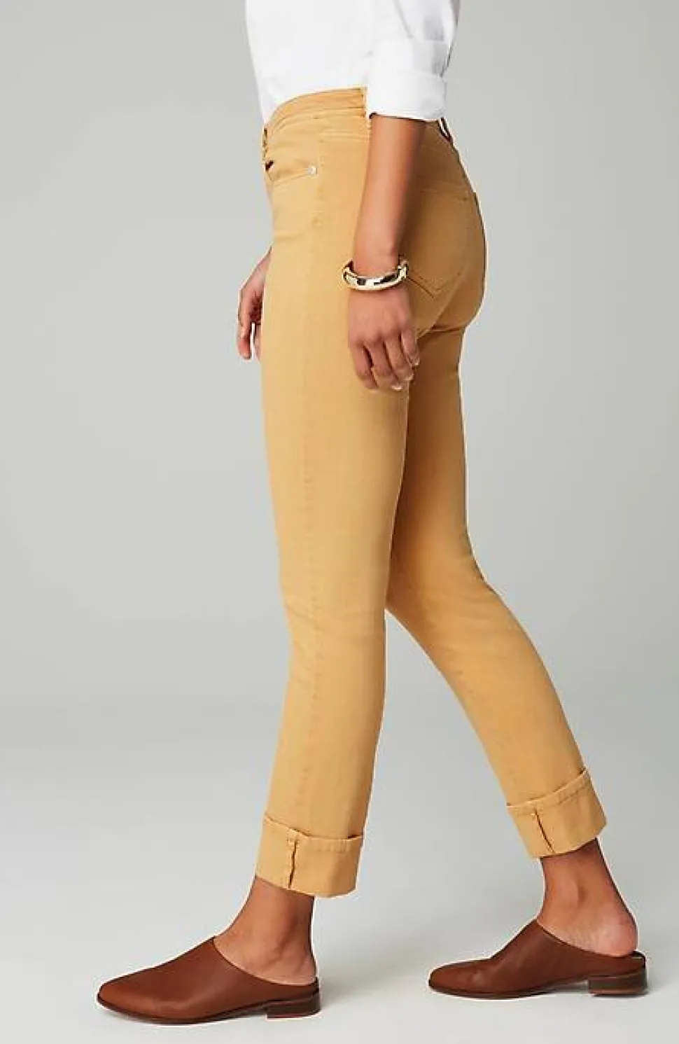 High-Rise Straight-Leg Cuffed Jeans | Jjill
