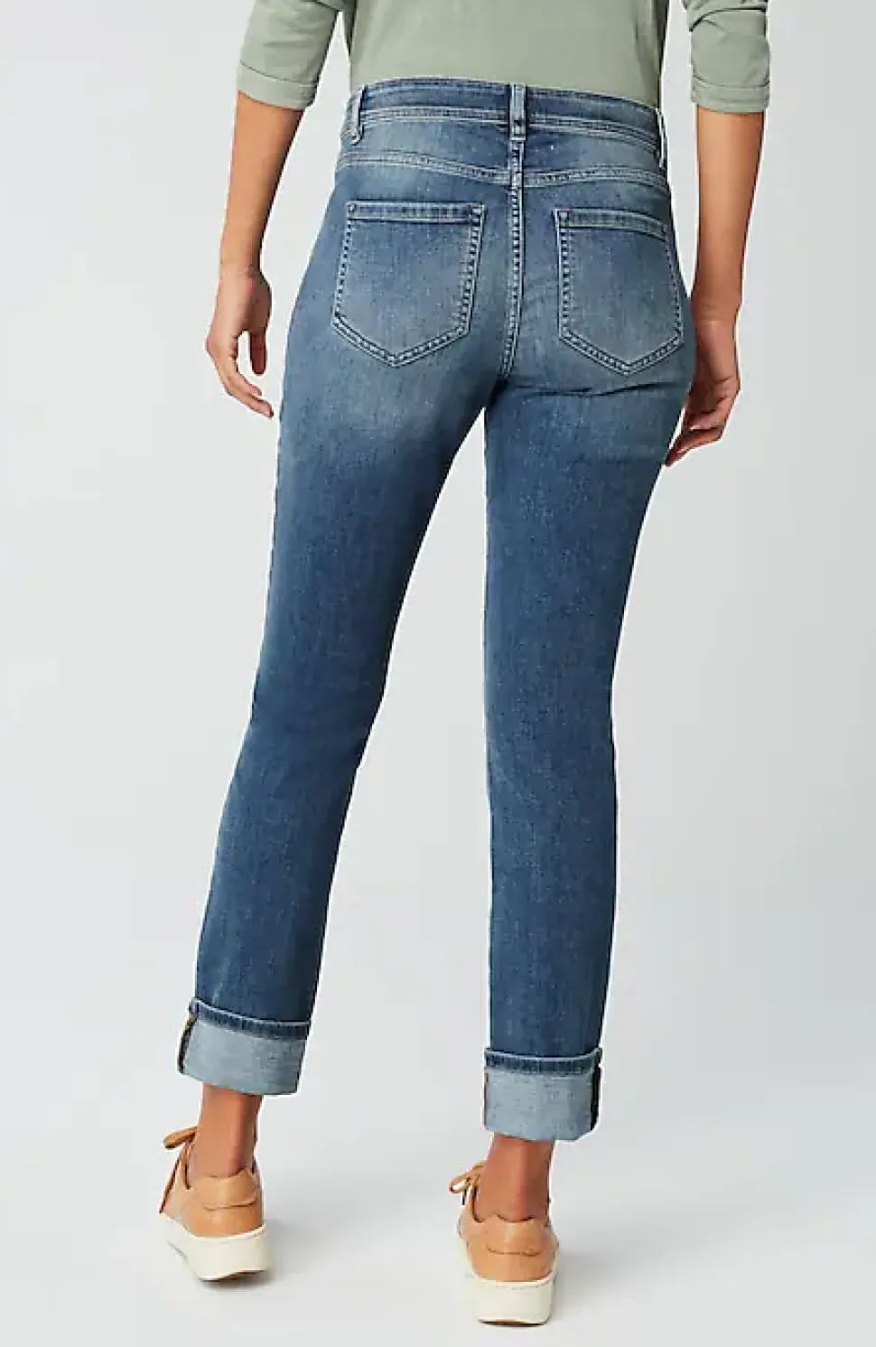 High-Rise Straight-Leg Cuffed Jeans | Jjill
