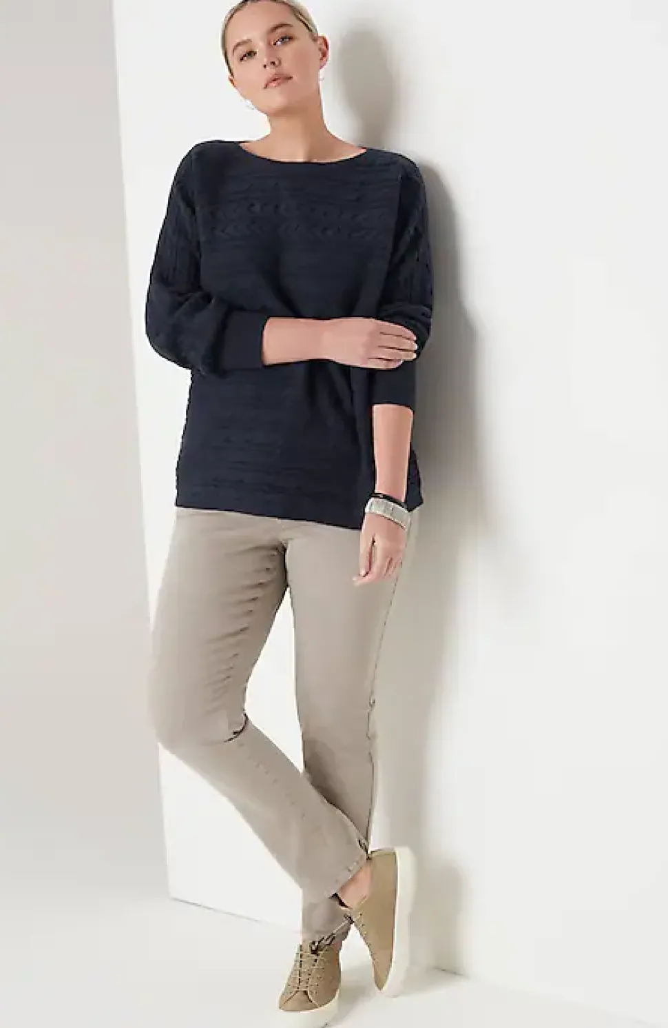 Horizontal-Cabled Sweater | Jjill
