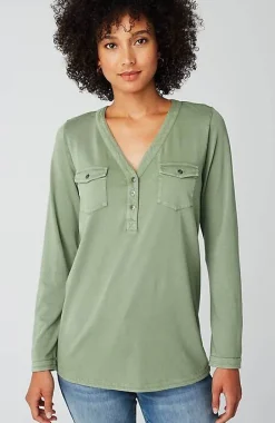 Knit Patch-Pocket Camp Shirt | Jjill