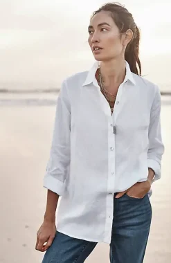 Linen Tab-Sleeve A-Line Shirt | Jjill