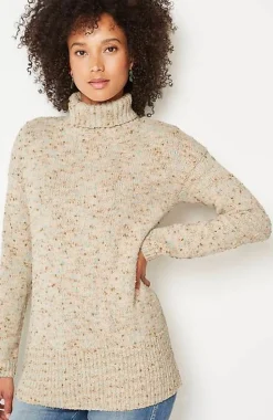 Multi-Tweed Turtleneck Sweater | Jjill