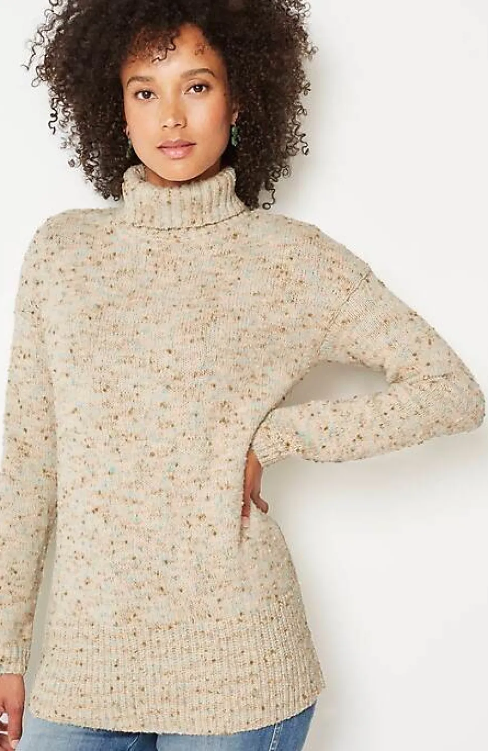 Multi-Tweed Turtleneck Sweater | Jjill