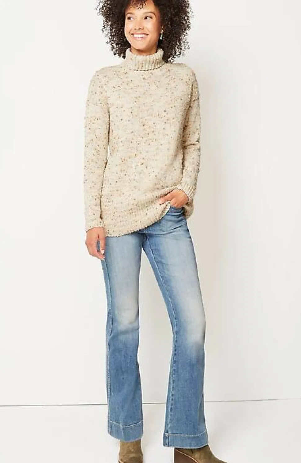 Multi-Tweed Turtleneck Sweater | Jjill