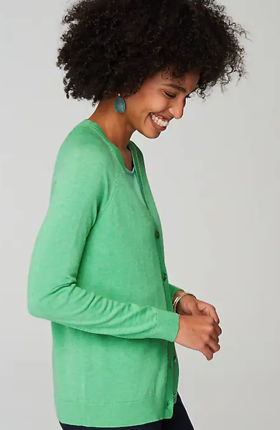 Organically Grown Cotton V-Neck Cardi | Jjill