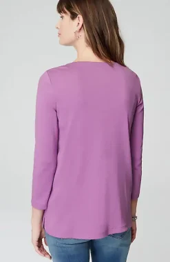Pima 3/4-Sleeve V-Neck Tee | Jjill