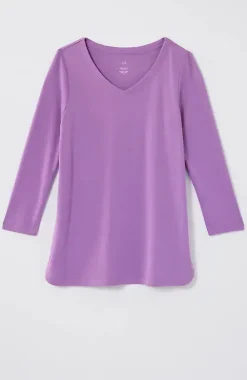 Pima 3/4-Sleeve V-Neck Tee | Jjill