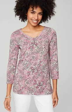 Pima 3/4-Sleeve V-Neck Tee | Jjill