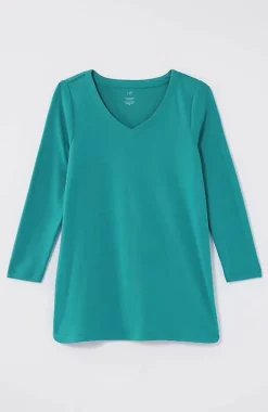 Pima 3/4-Sleeve V-Neck Tee | Jjill