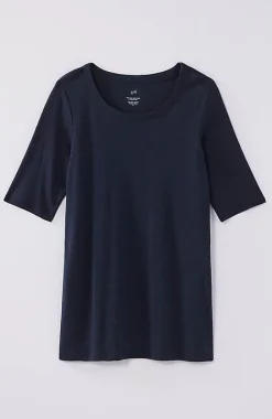 Pima-Slub Scoop-Neck Side-Slit Tee | Jjill
