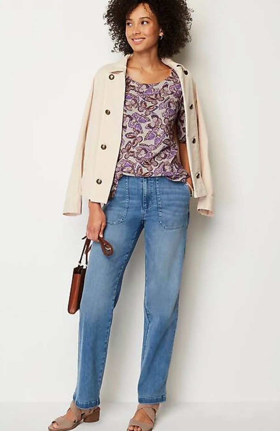 Pima-Slub Scoop-Neck Side-Slit Tee | Jjill