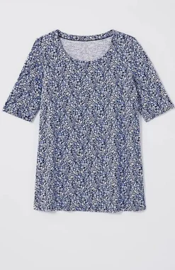 Pima-Slub Scoop-Neck Side-Slit Tee | Jjill