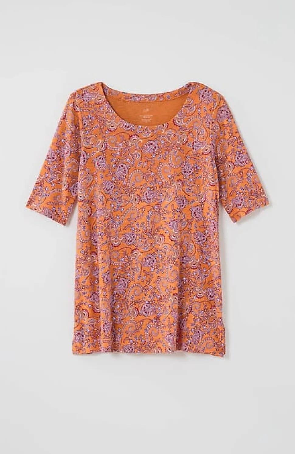 Pima-Slub Scoop-Neck Side-Slit Tee | Jjill
