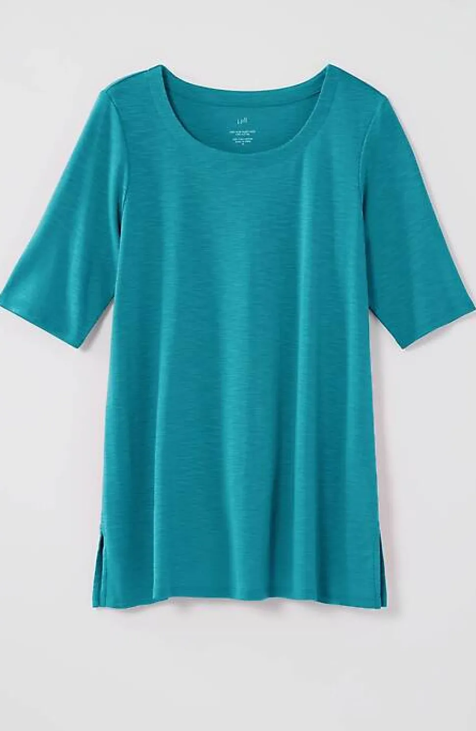 Pima-Slub Scoop-Neck Side-Slit Tee | Jjill