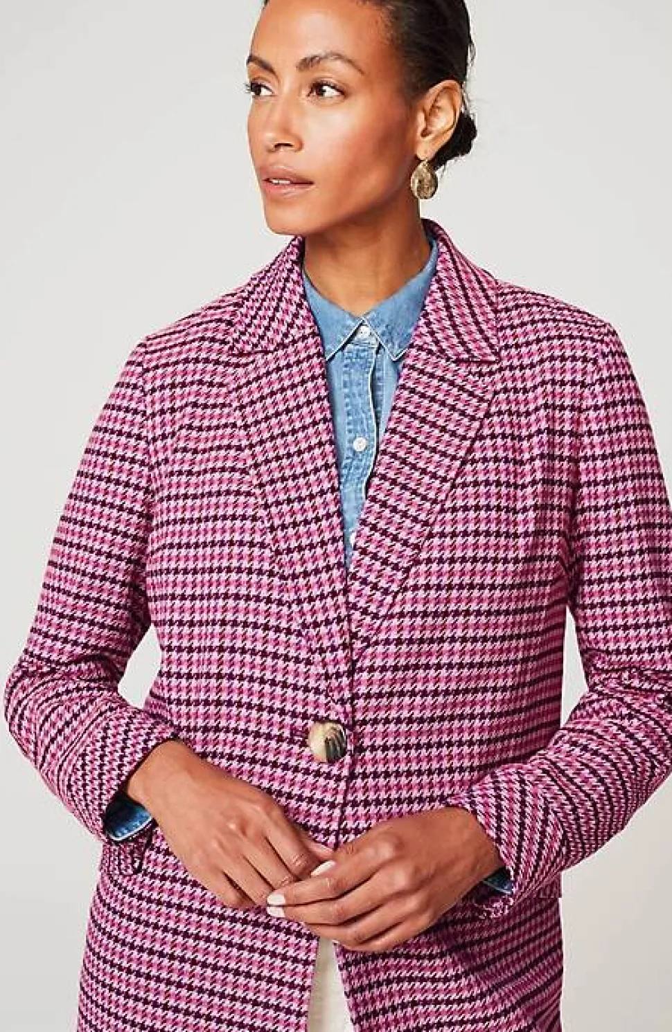 Plaid Notched-Collar Jacket | Jjill