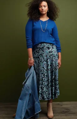 Printed A-Line Midi Skirt | Jjill