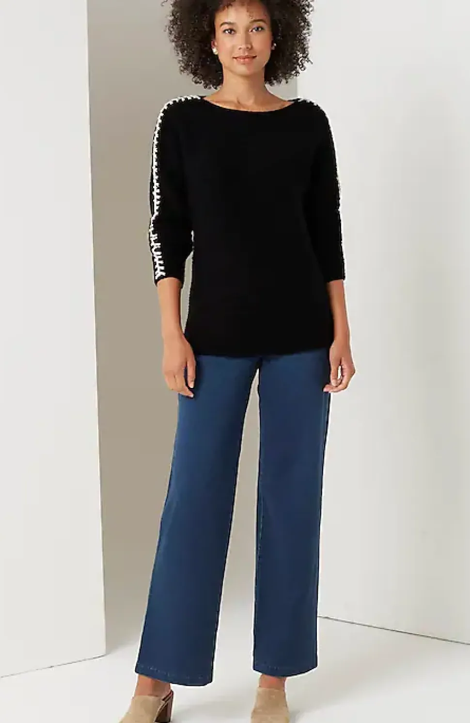 Pure Jill Hand-Stitched Details Boat-Neck Sweater | Jjill