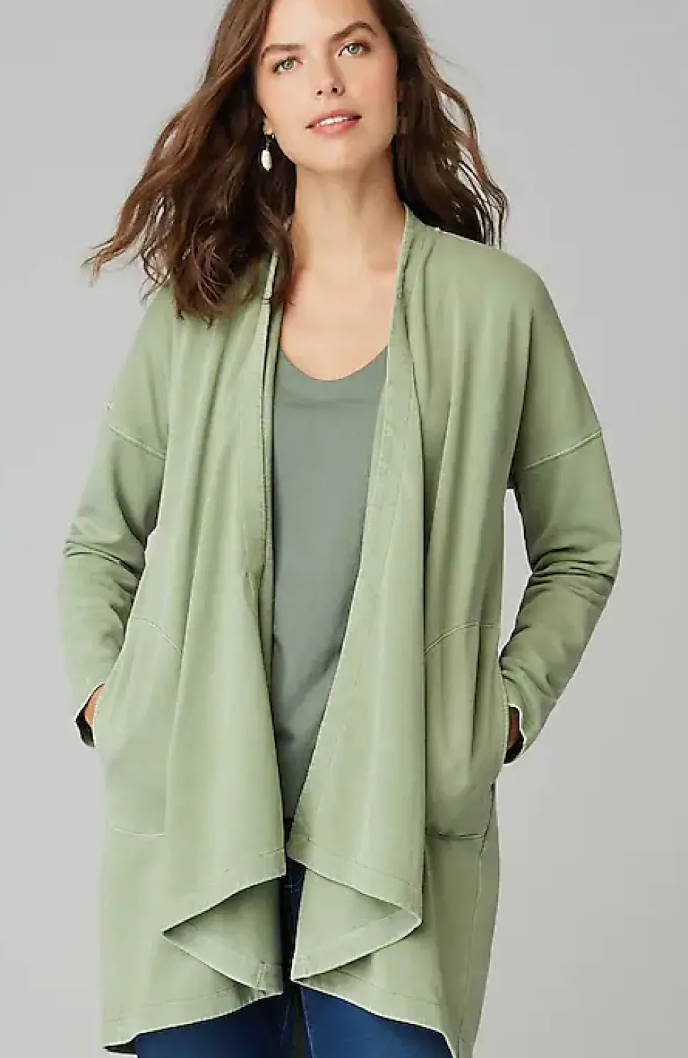 Pure Jill Mineral-Dyed Draped-Front Jacket | Jjill