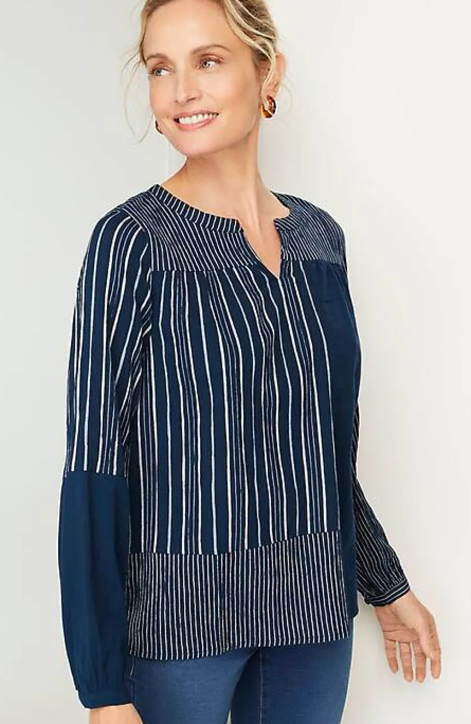 Pure Jill Mixed-Stripes Crinkle Top | Jjill