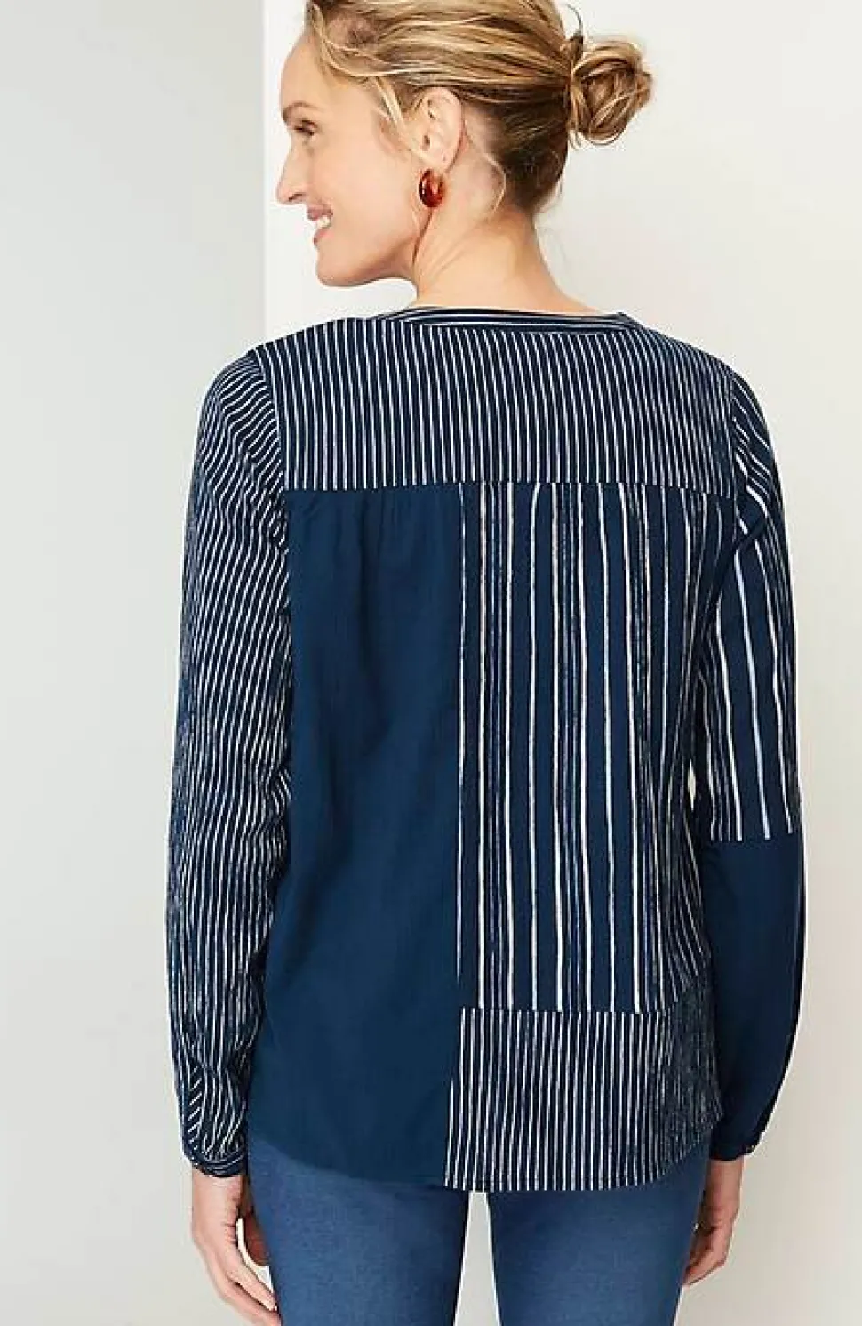 Pure Jill Mixed-Stripes Crinkle Top | Jjill