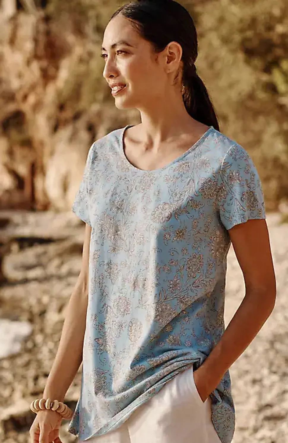Pure Jill Scoop-Neck Elliptical Tee | Jjill