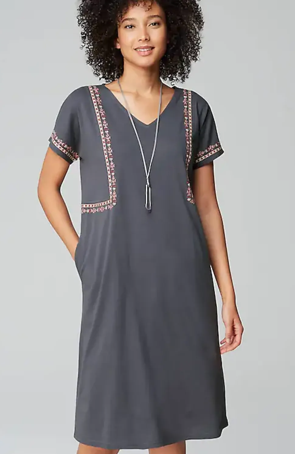 Pure Jill Soft-V-Neck T-Shirt Dress | Jjill