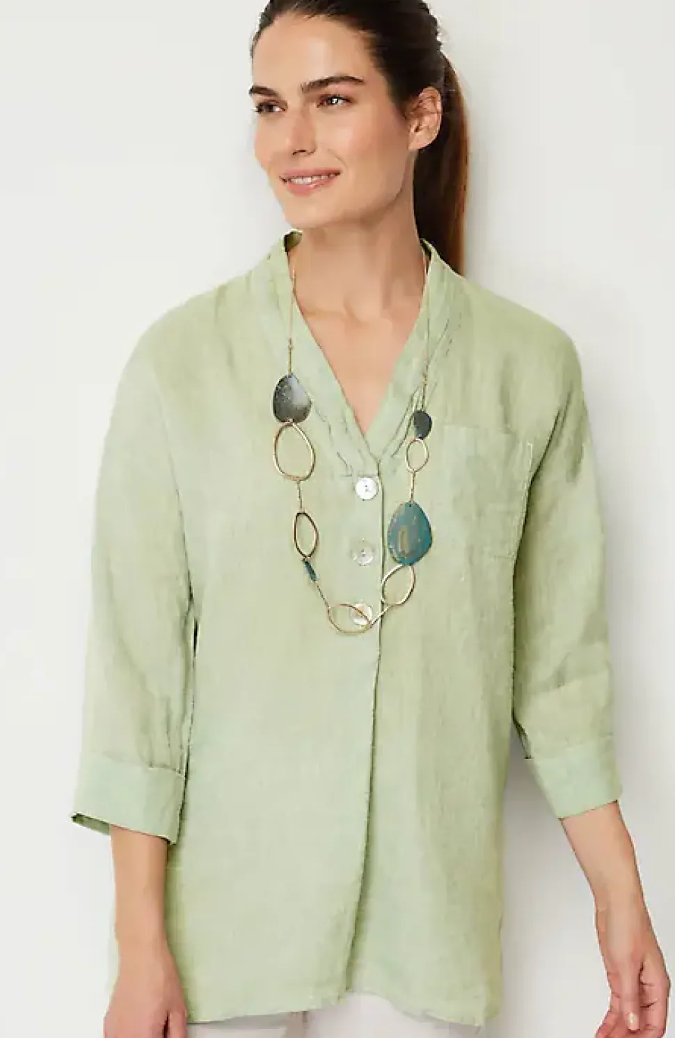 Pure Jill Yarn-Dyed Linen Button-Front Tunic | Jjill
