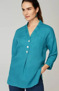 Pure Jill Yarn-Dyed Linen Button-Front Tunic | Jjill