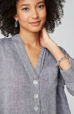 Pure Jill Yarn-Dyed Linen Button-Front Tunic | Jjill