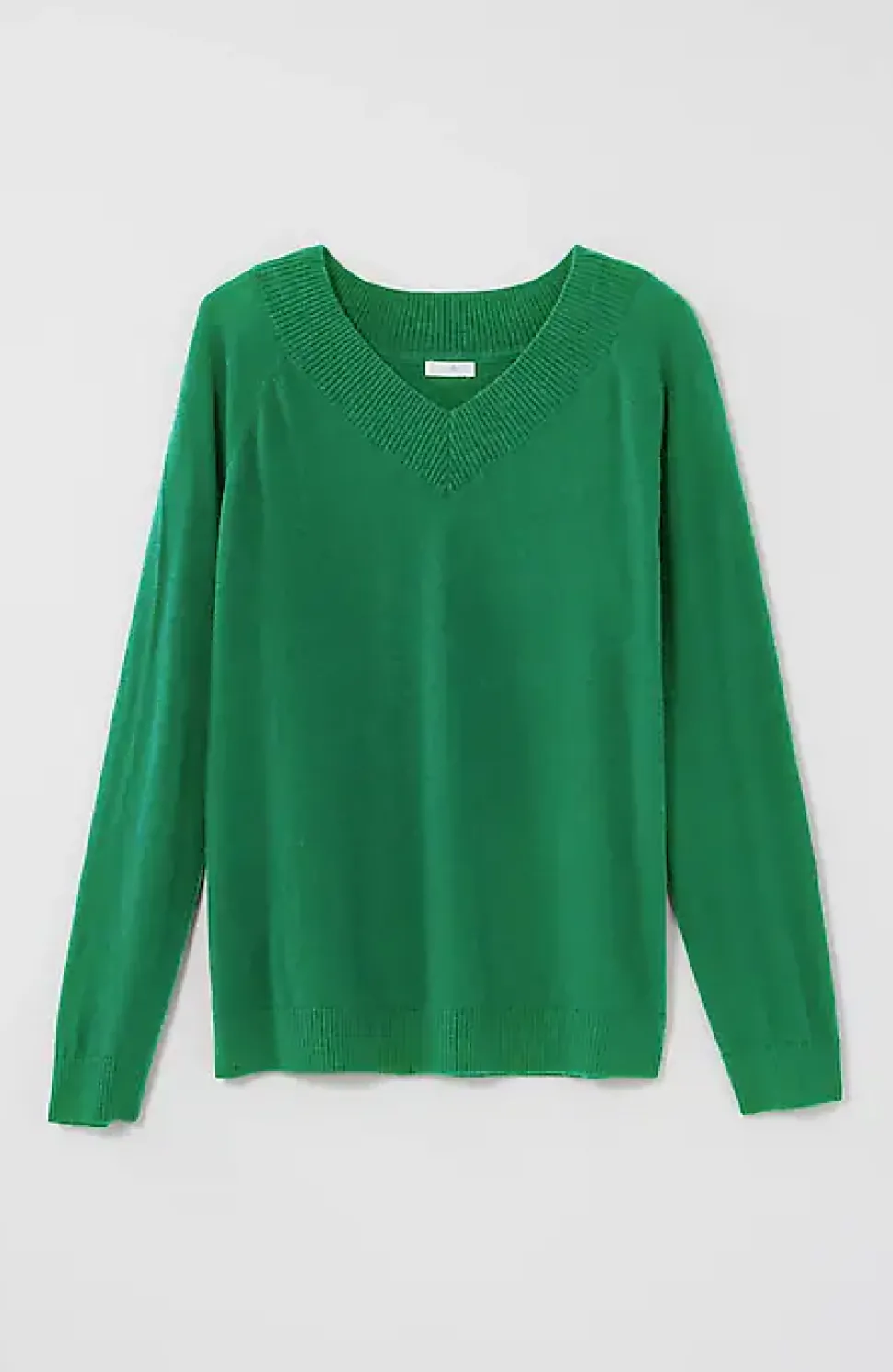Ribbed-Border V-Neck Sweater | Jjill
