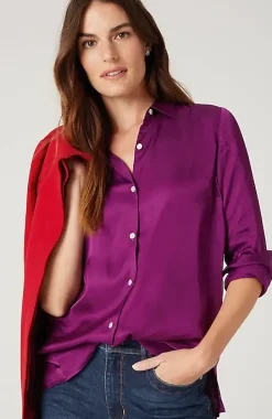 Satin Button-Front Shirt | Jjill