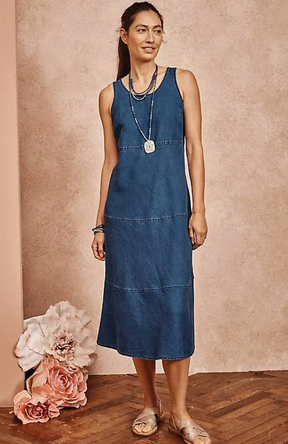 Seamed Indigo Midi Dress | Jjill
