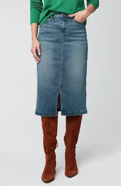 Slit-Hem Denim Skirt | Jjill