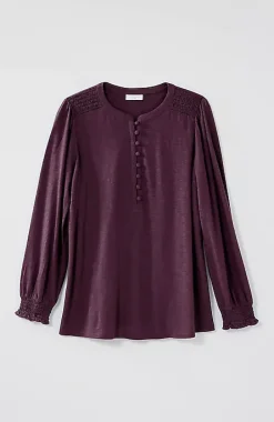 Smocked Henley Top | Jjill